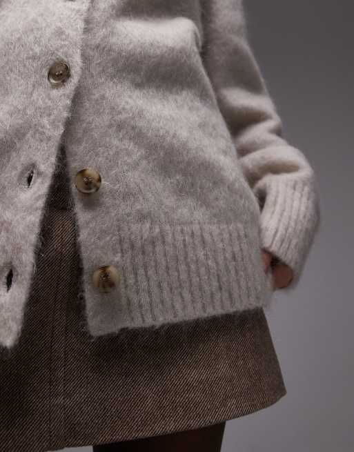& Other Stories supersoft mohair and wool blend oversized cardigan in light beige, 4 of 4