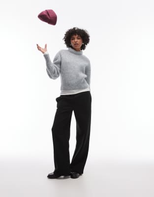 & Other Stories supersoft mohair knit ribbed sweater in gray-Green