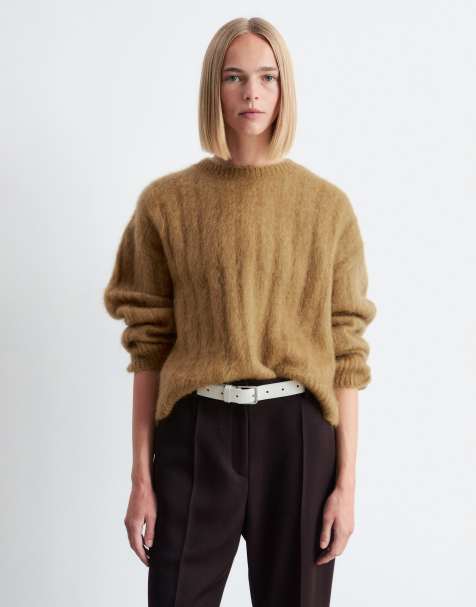& Other Stories - Superzachte breed geribbelde trui van pluizige mohair en wol in donkerbeige - view 1