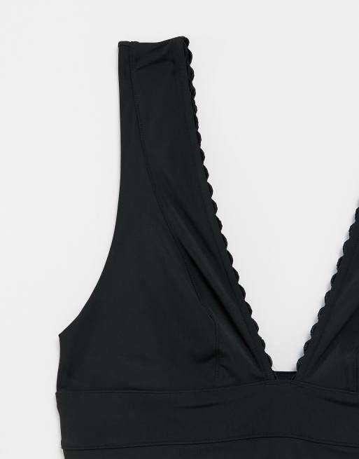 & Other Stories – Svart baddräkt med vågig kant och djup urringning - BLACK, 4 av 4