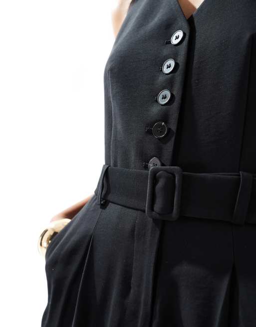 & Other Stories – Svart, figursydd jumpsuit med vida ben och skärp, 3 av 4