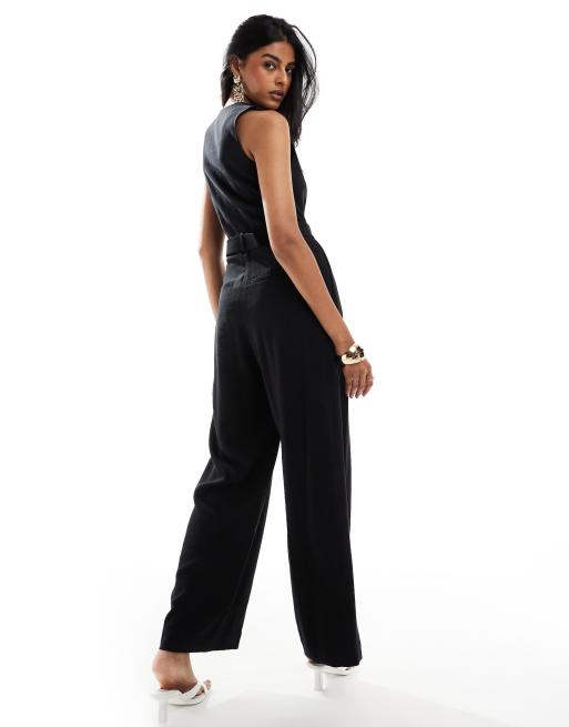 & Other Stories – Svart, figursydd jumpsuit med vida ben och skärp, 4 av 4