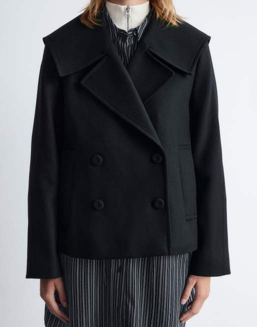 & Other Stories – Svart, kort skepparkavaj med remmar i muddarna, 3 av 4