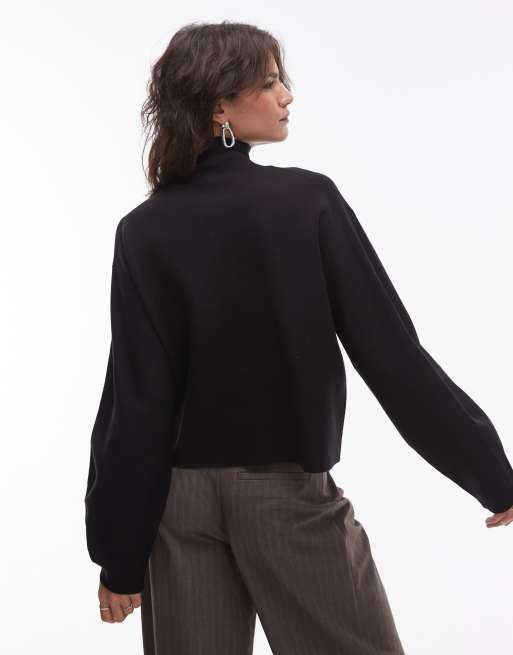 & Other Stories – Svart, tätstickad sweatshirt med hög krage och skulpterade ärmar, 4 av 4