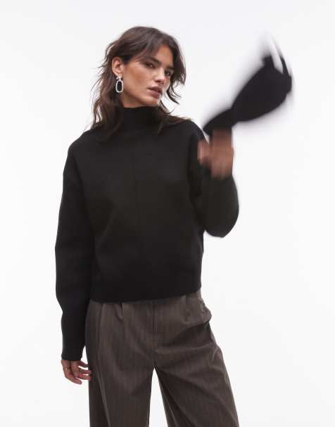 & Other Stories - Sweat en maille compacte avec col montant et manches sculptées - Noir - view 1