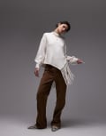 [Other Stories] & Other Stories sweater with asymmetric fringe hem in off white XS WHITE