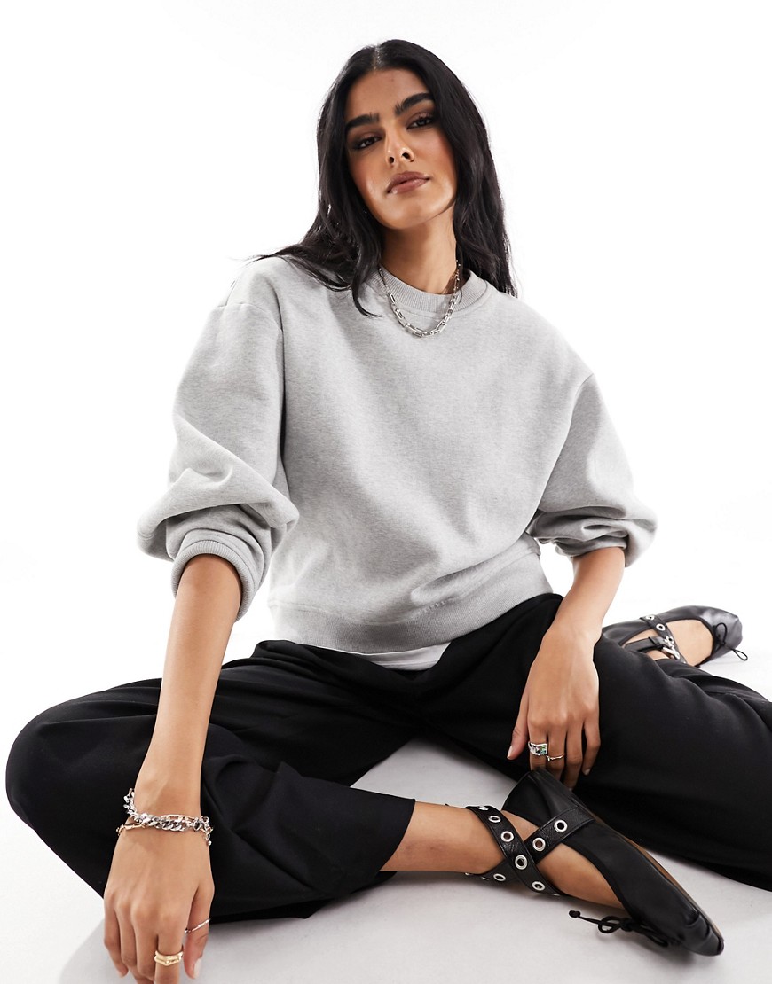 Other Stories &  Sweatshirt With Bold Shoulder And Pleated Cuffs In Gray Melange