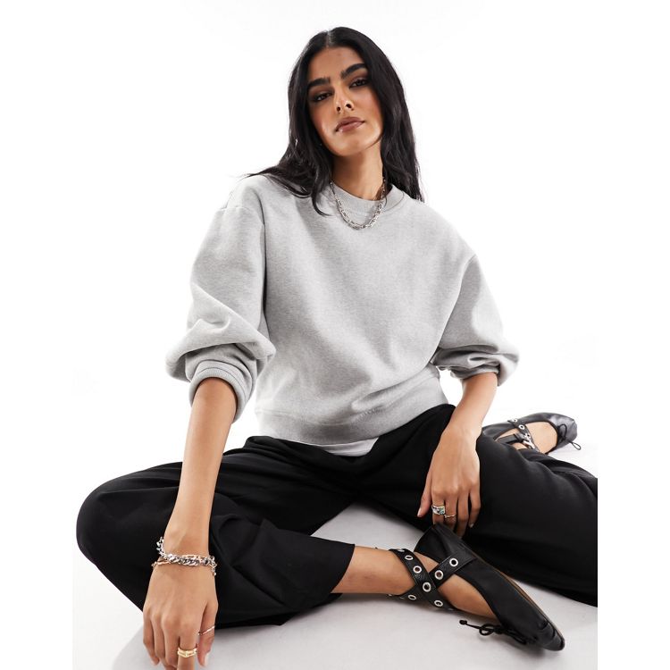 Buy Women Grey Melange Printed SWAGGER Crew W Sweatshirt XL Online
