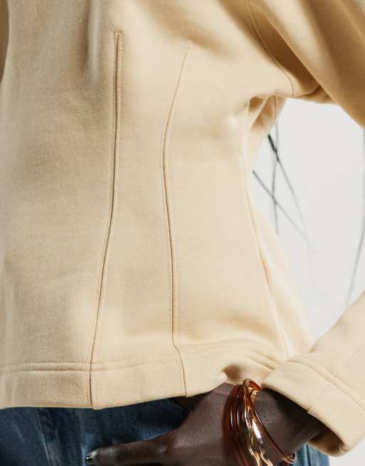 & Other Stories – Sweatshirt in Hellgelb mit weiten Ärmeln und Korsett-Detail, 3 von 4