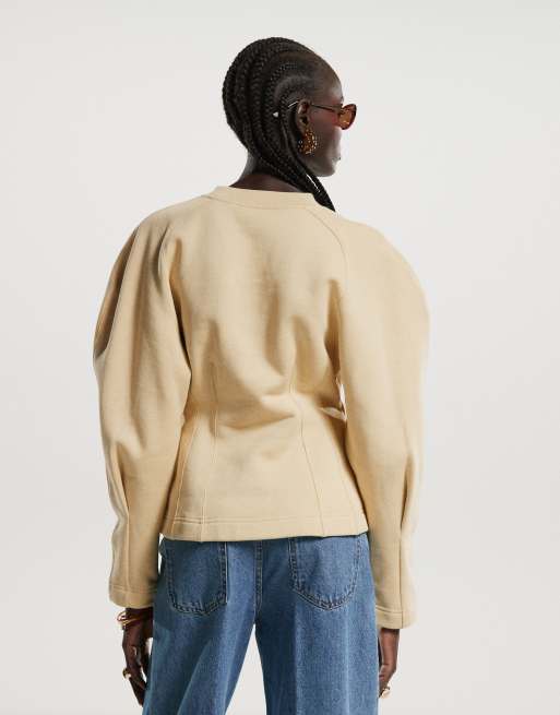 & Other Stories – Sweatshirt in Hellgelb mit weiten Ärmeln und Korsett-Detail, 4 von 4