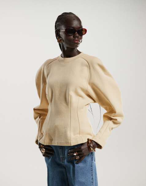 & Other Stories - Sweatshirt met wijde mouwen en korsetdetail in lichtgeel - view 1