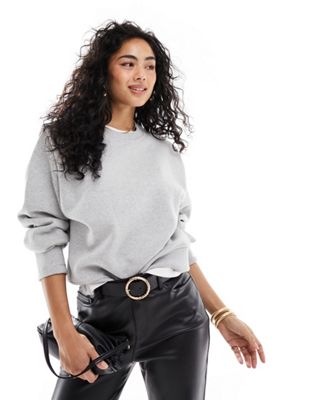& Other Stories sweatshirt with bold shoulder and pleated cuffs  in grey melange