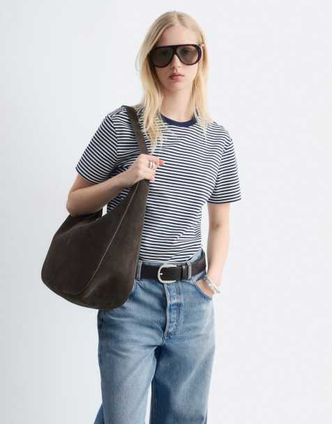 & Other Stories - T-shirt a maniche corte comoda blu navy a righe - view 1