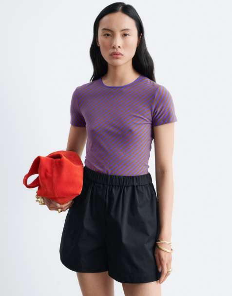 & Other Stories - T-shirt décontracté rayé à mancherons - Lilas - view 1