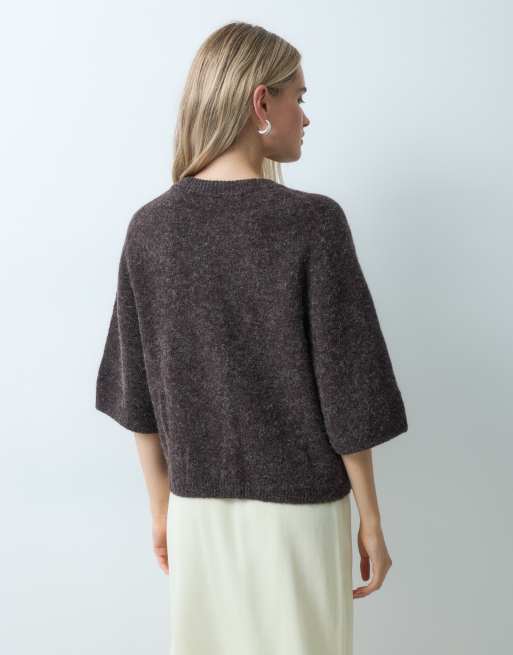 & Other Stories t-shirt en maille à manches courtes coupe relaxed marron, 3 de 4