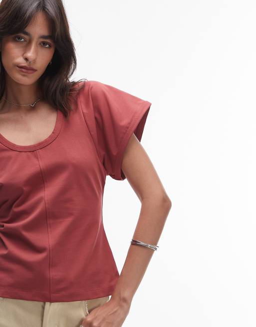 & Other Stories - T-shirt épais à manches larges - Rouge foncé, 3 de 4