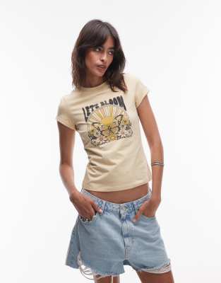 & Other Stories - T-shirt giallo latticello con maniche ad aletta e stampa - view 1