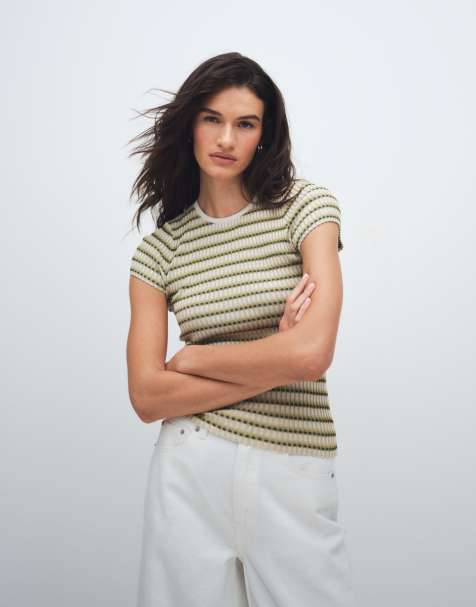 & Other Stories - T-shirt in maglia verde a righe - view 1