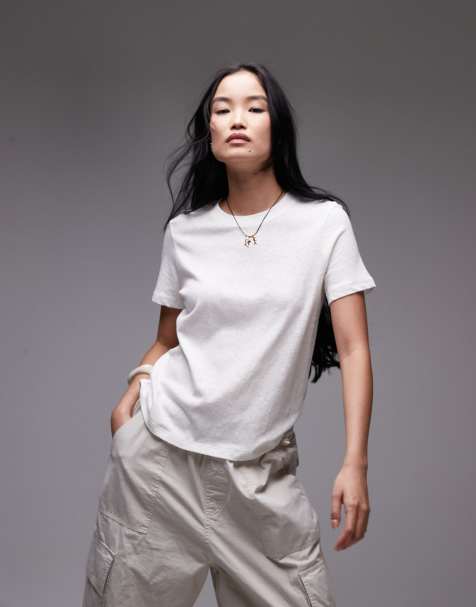& Other Stories - T-shirt in misto lino bianca vestibilità comoda - view 1