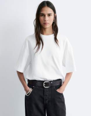 T-shirt oversize coupe carrée - Blanc XS