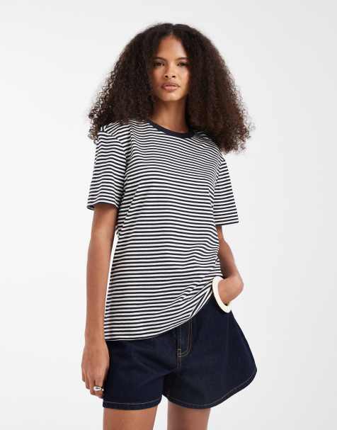 & Other Stories - T-shirt oversize coupe carrée - Bleu à rayures - view 1