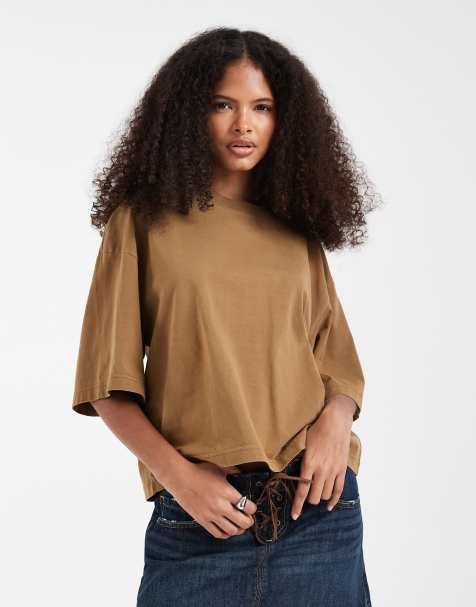 & Other Stories - T-shirt oversize squadrata marrone - view 1