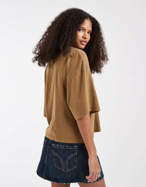 & Other Stories - T-shirt oversize squadrata marrone, 4 di 4