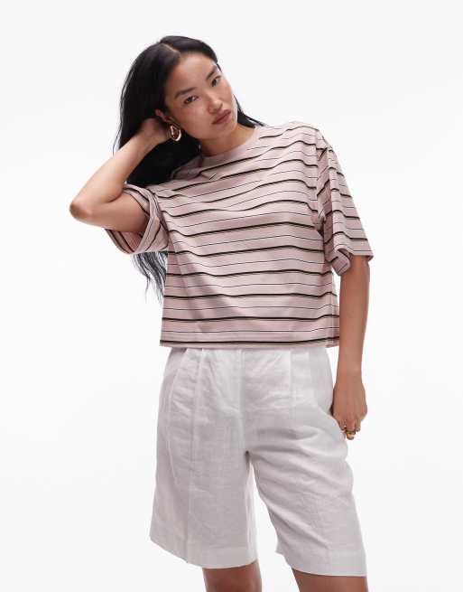& Other Stories - T-shirt oversize squadrata rosa a righe