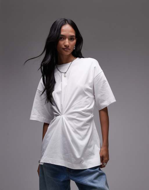 & Other Stories t-shirt with ruched detail in white
