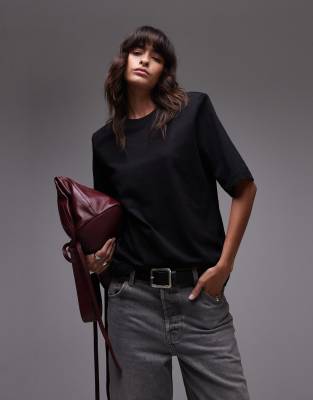 & Other Stories & Other Stories t-shirt with shoulder pads in black