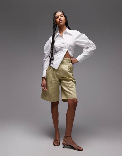& Other Stories tailored Bermuda shorts in light yellow, 3 of 5