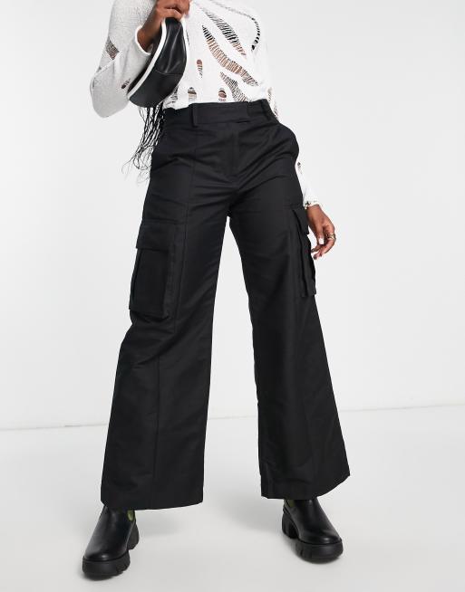 YOURS Curve Plus Size Black Tailored Scuba Cargo Trousers