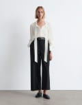 [Other Stories] & Other Stories tailored cropped pants with front tuck pleat in black 32 BLACK