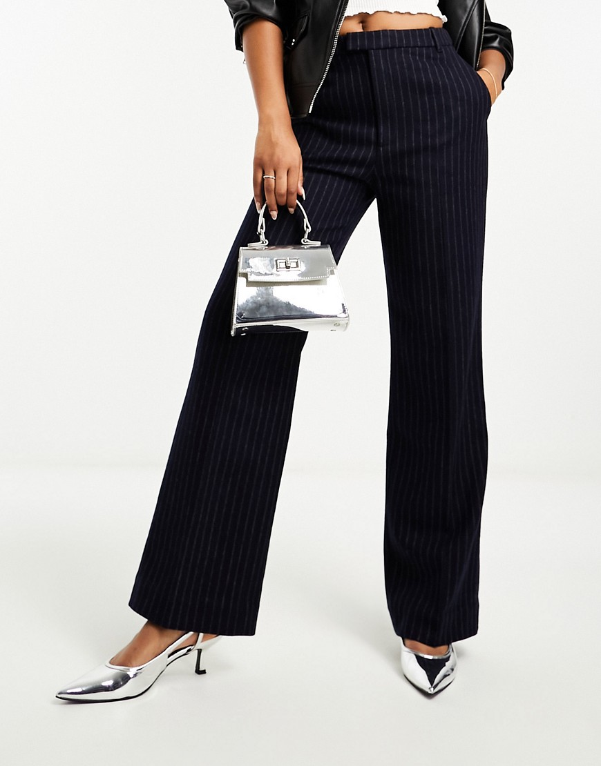 & Other Stories tailored flared leg trousers in blue pinstripe