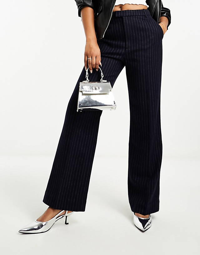 & Other Stories - tailored flared leg trousers in blue pinstripe