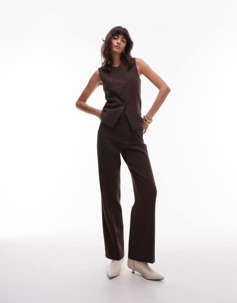 & Other Stories tailored flared pants in dark brown - view 1