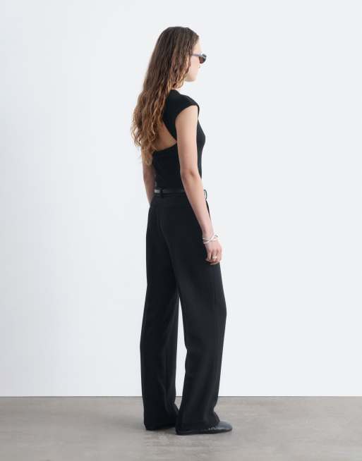 & Other Stories tailored flared trousers in black, 4 of 4