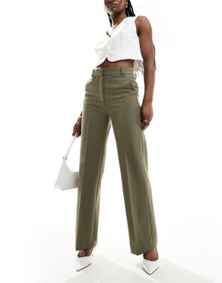 & Other Stories tailored flared trousers in khaki