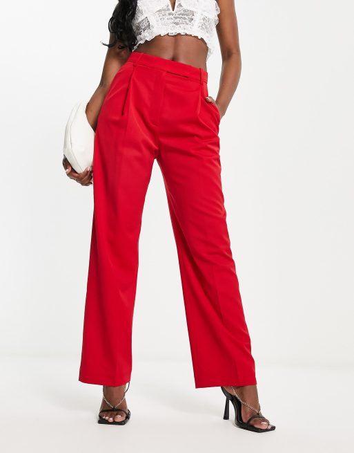 Wide leg cheap red trousers