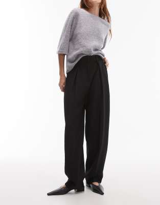 & Other Stories tailored tapered leg pants with front pleat detail in black