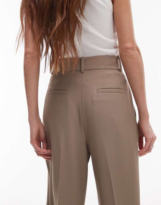 & Other Stories tailored tapered leg trousers with front pleat detail in mole, 5 of 5