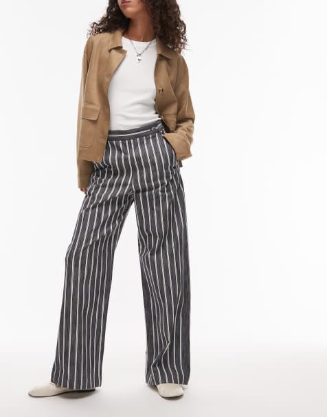 & Other Stories tailored trousers in navy and white stripes - view 1