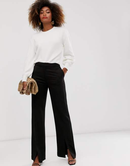 Black slit sale trousers