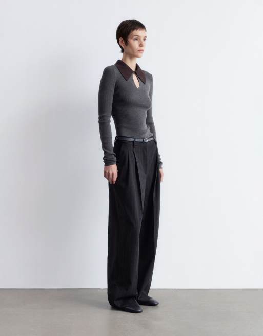 & Other Stories tailored wide leg pants in grey (part of a set), 2 of 4