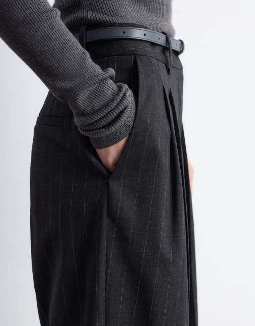 & Other Stories tailored wide leg pants in grey (part of a set), 3 of 4