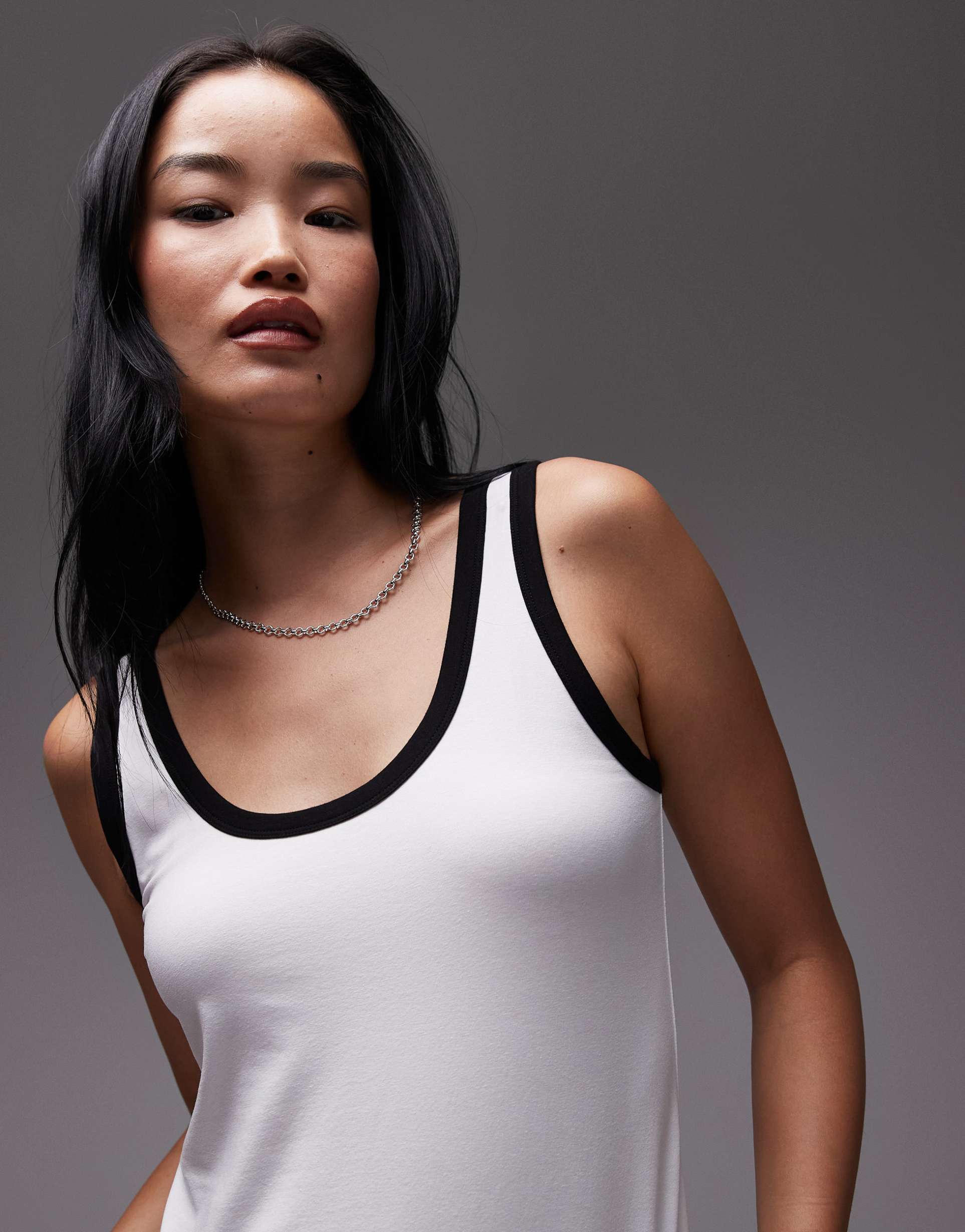 & other stories tank top in white with black contrast binding