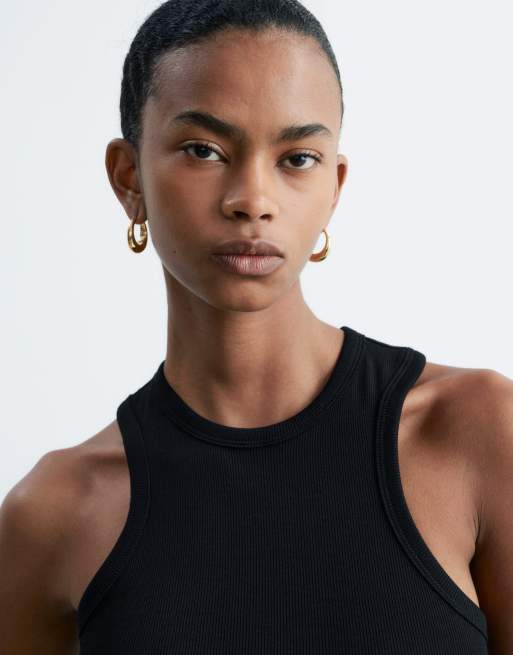 & Other Stories - Tanktop met racerhals in zwart, 3 van 4
