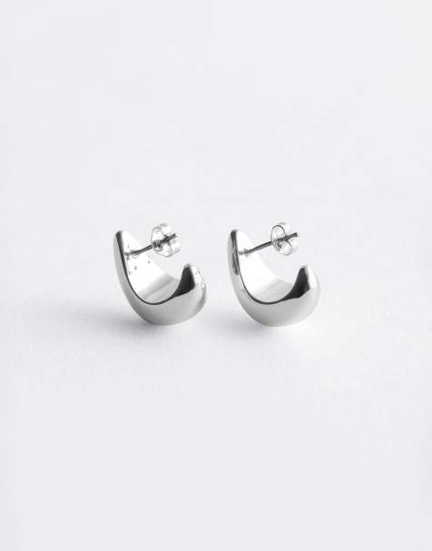 & Other Stories teardrop hoops in silver - view 1