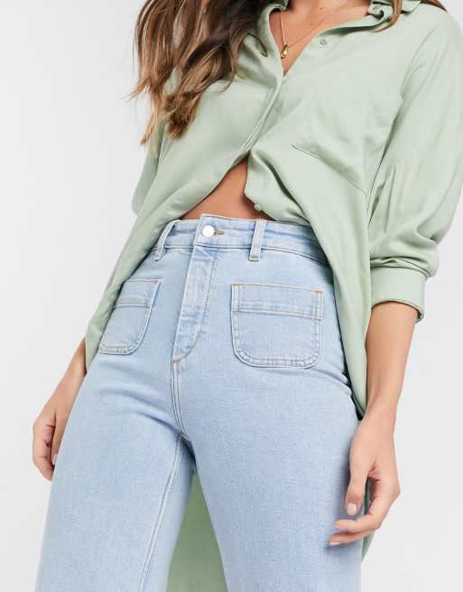  Other Stories Teri front pocket flared jeans in blue