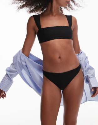 & Other Stories textured bandeau bikini top in black